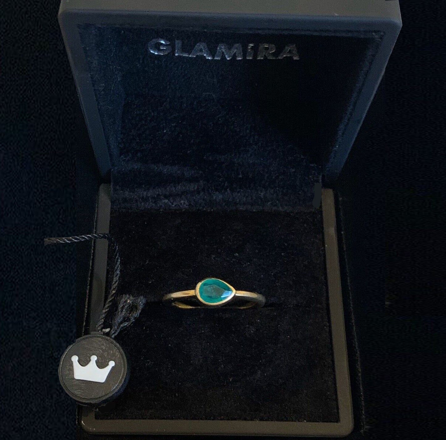 Glamira 9ct yellow gold ring with African AAA Emerald