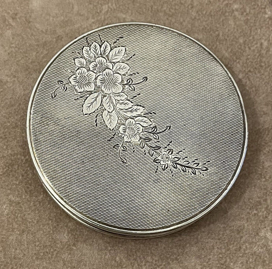 Solid Silver Makeup Compact 1955, English Hallmarks