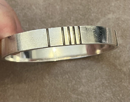 Rare Vintage Georg Jensen Bangle Solid Silver With Gold Plaque