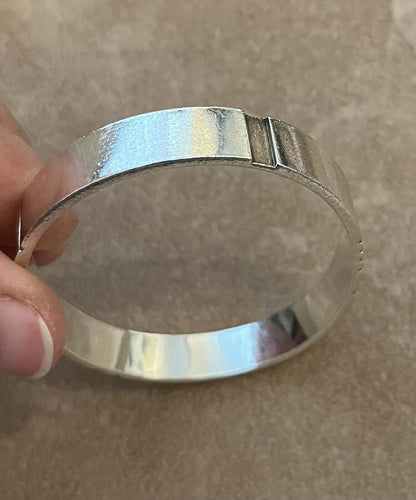 Rare Vintage Georg Jensen Bangle Solid Silver With Gold Plaque