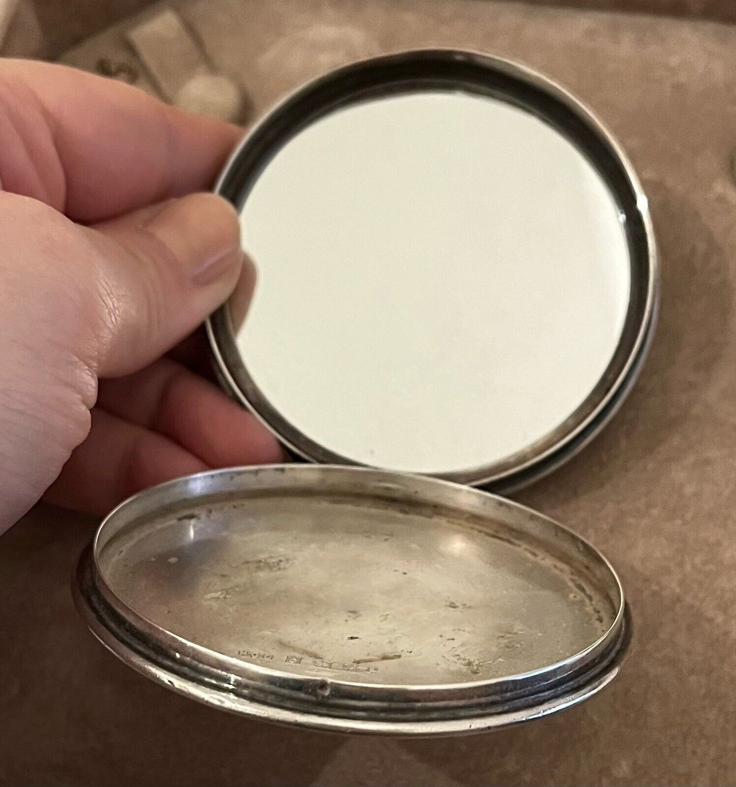 Solid Silver Makeup Compact 1955, English Hallmarks